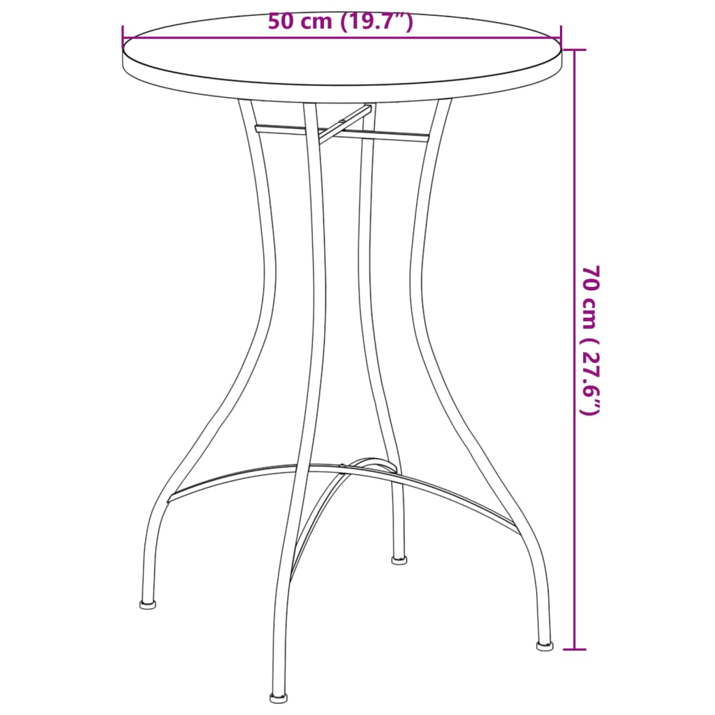 vidaXL mozaīkas bistro galds, Ø50x70cm, sarkanbrūns ar baltu, keramika