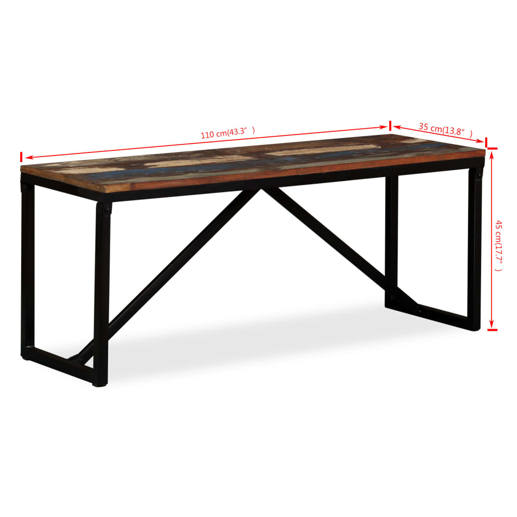 vidaXL sols, 110x35x45 cm, pārstrādāts masīvkoks