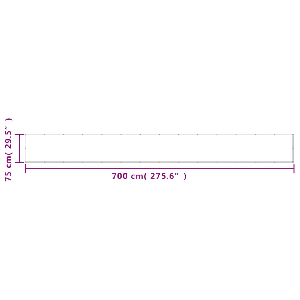 vidaXL balkona aizslietnis, melns, 75x700 cm, 100% poliestera oksforda