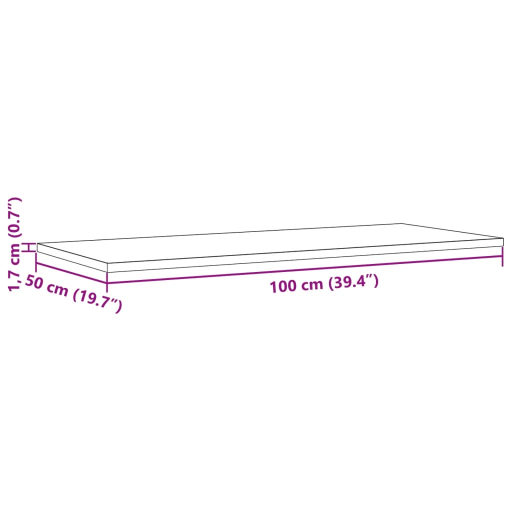vidaXL galda virsma, 100x50x1,7 cm, taisnstūra, priedes masīvkoks