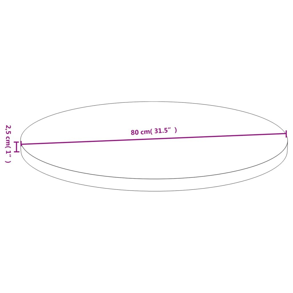 vidaXL galda virsma, Ø80x2,5 cm, bambuss