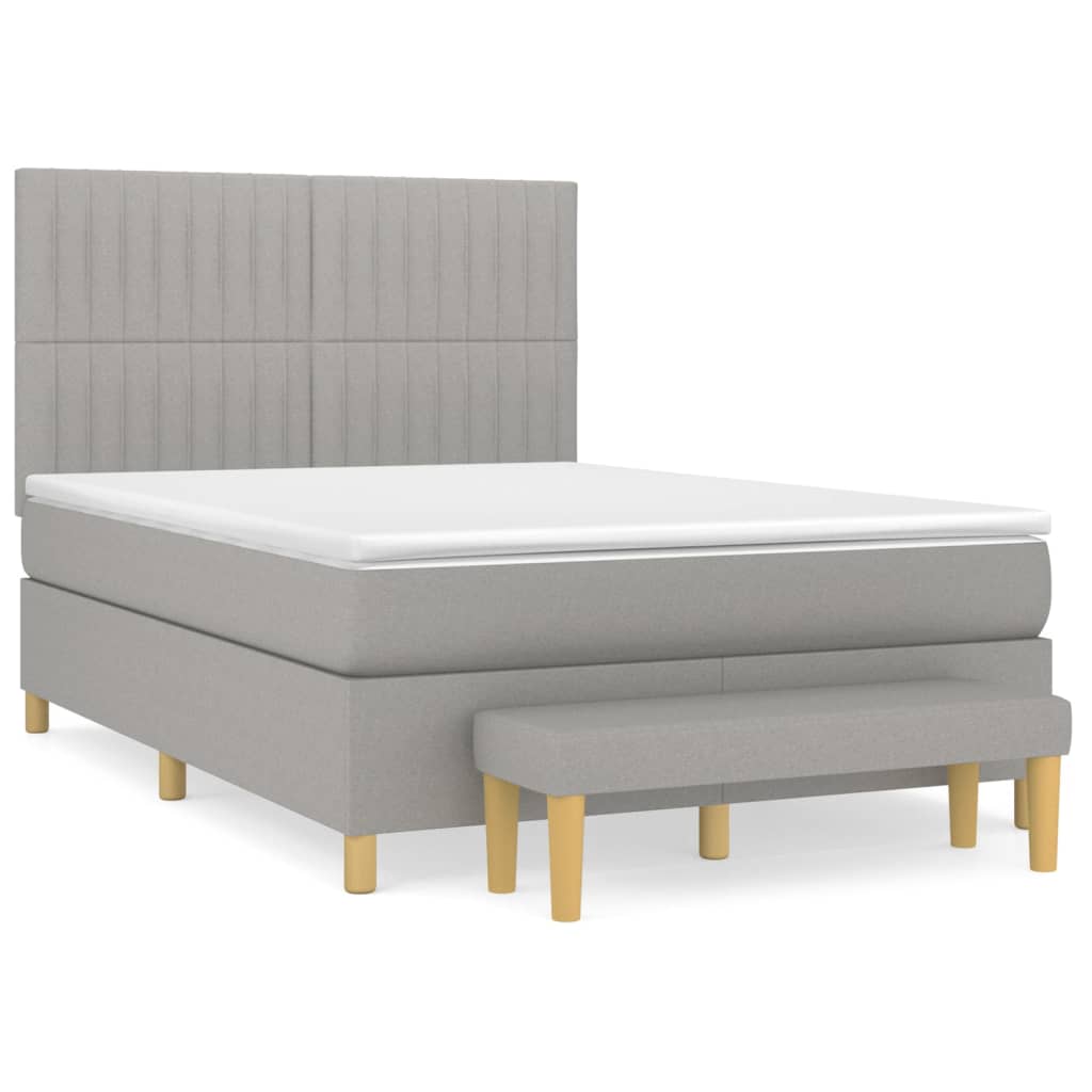 vidaXL atsperu gultas rāmis ar matraci, gaiši pelēka audums, 140x200cm