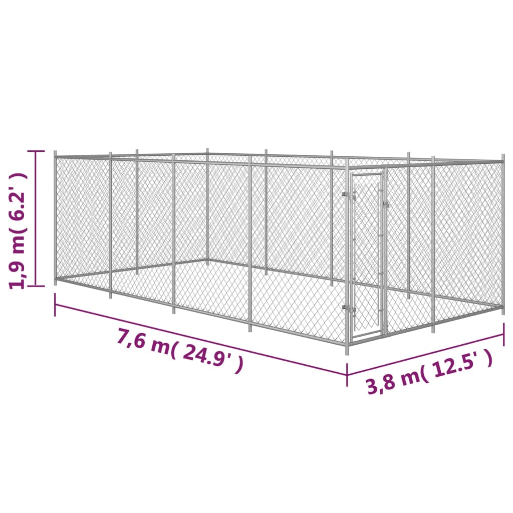 vidaXL suņu voljērs, 7,6x3,8x1,9 m