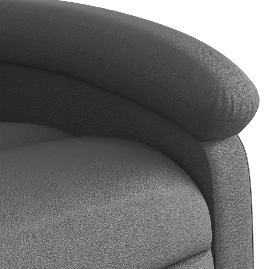 vidaXL masāžas krēsls, paceļams, atgāžams, pelēka dabīgā āda