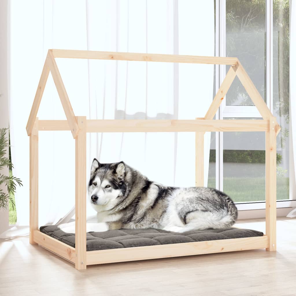 vidaXL suņu gulta, 111x80x100 cm, priedes masīvkoks