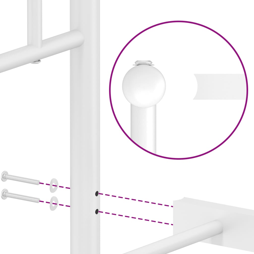 vidaXL gultas rāmis ar galvgali un kājgali, balts metāls, 200x200 cm