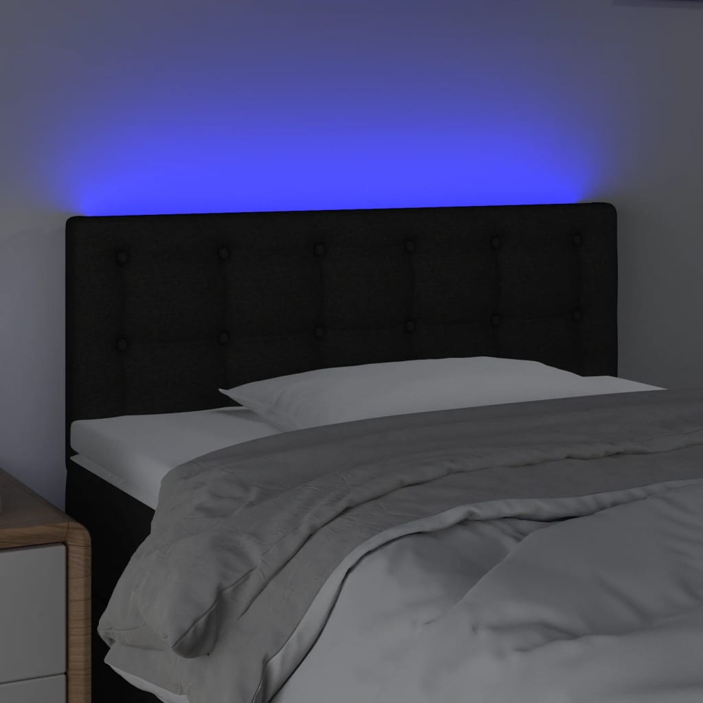 vidaXL gultas galvgalis ar LED, 90x5x78/88 cm, melns audums