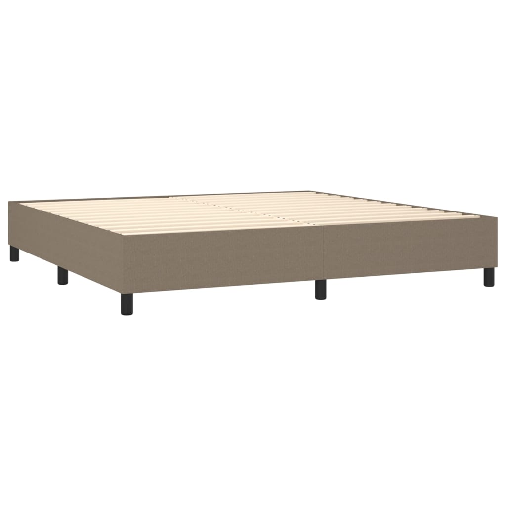 vidaXL atsperu gultas rāmis ar matraci, pelēkbrūns, 200x200 cm, audums