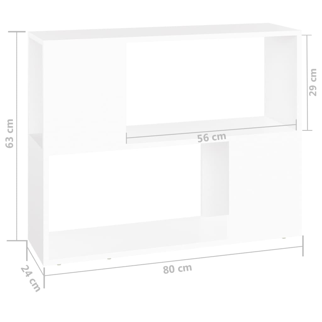 vidaXL TV plaukts, balts, 80x24x63 cm, inženierijas koks