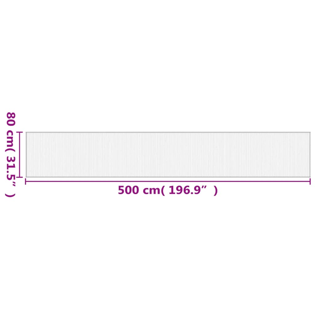 vidaXL paklājs, taisnstūra forma, dabīga krāsa, 80x500 cm, bambuss