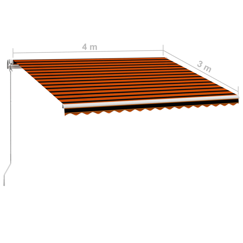 vidaXL izvelkama markīze, oranža ar brūnu, 400x300 cm, manuāla