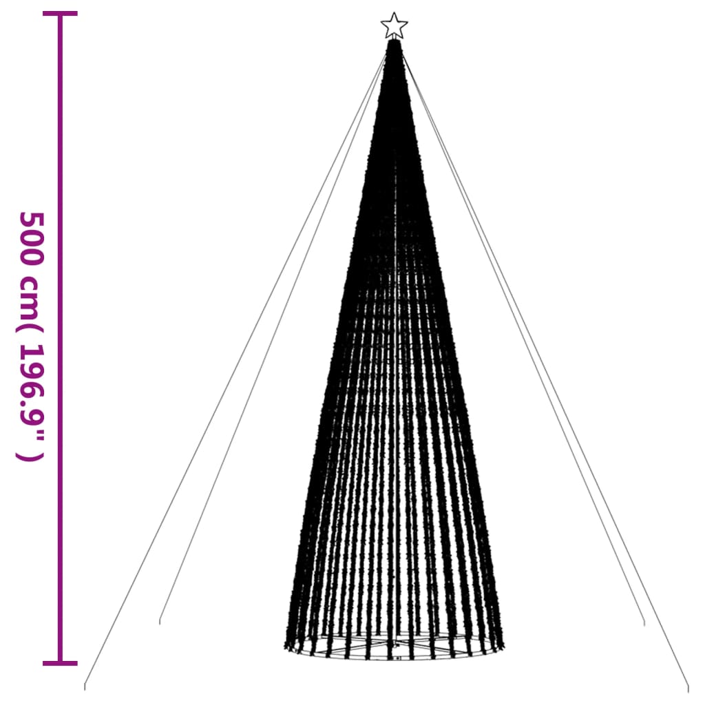 vidaXL Ziemassvētku eglītes dekorācija, 1544 krāsainas LED, 500 cm