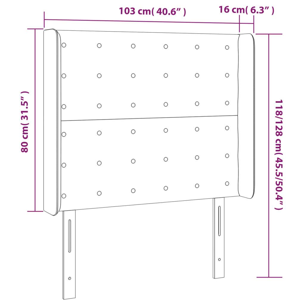 vidaXL galvgalis ar malām, rozā samts, 103x16x118/128 cm