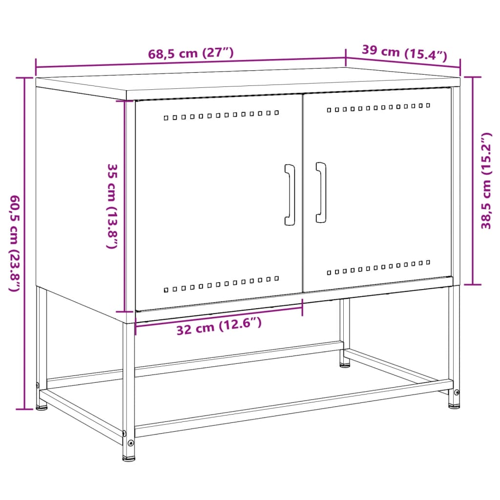 vidaXL TV skapītis, antracītpelēks, 68,5x39x60,5 cm, tērauds