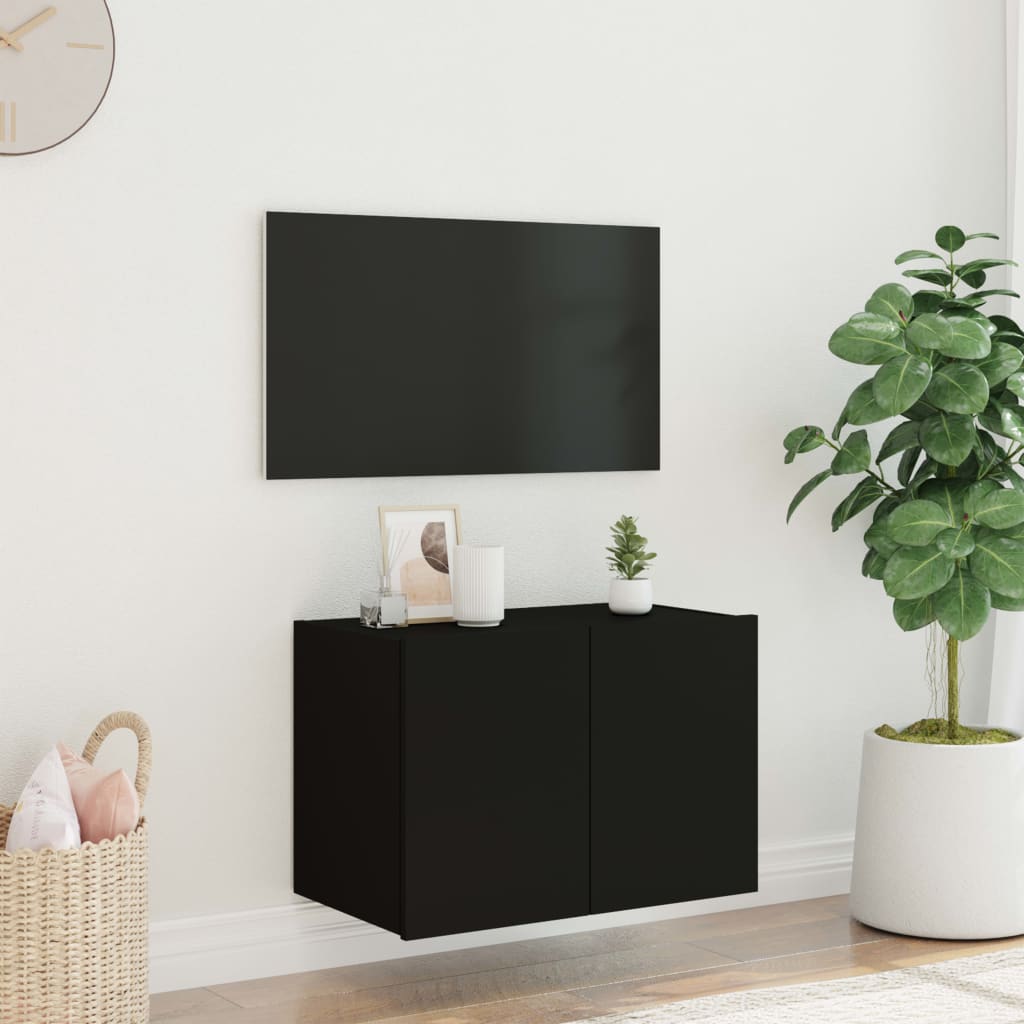 vidaXL TV galdiņš ar LED lampiņām, melni, 60x35x41 cm