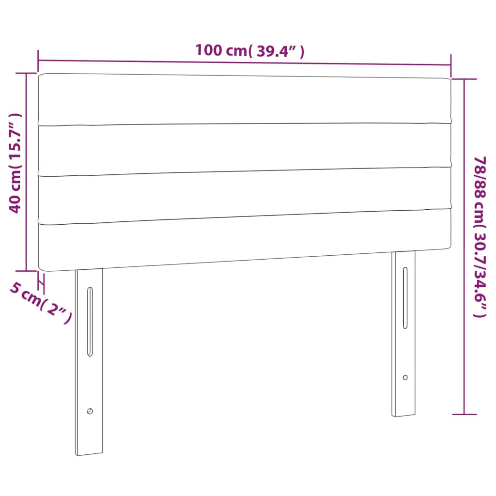 vidaXL gultas galvgalis ar LED, 100x5x78/88 cm, tumši brūns audums