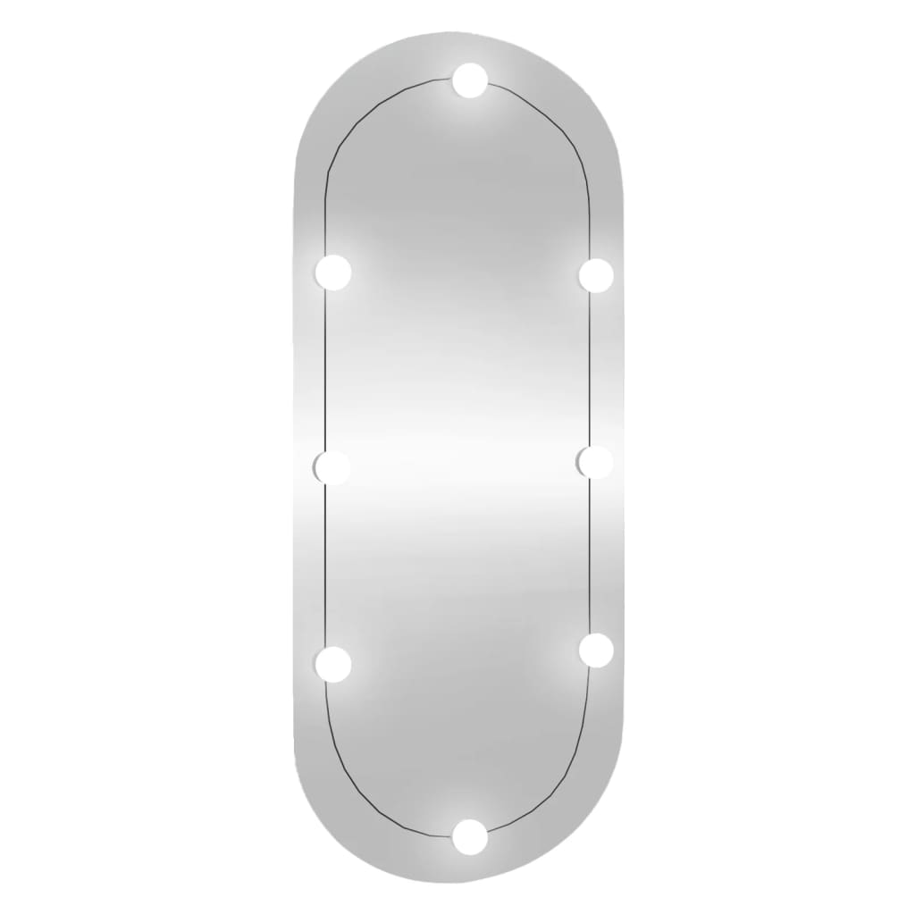 vidaXL sienas spogulis ar LED gaismām, 45x100 cm, stikls, ovāls