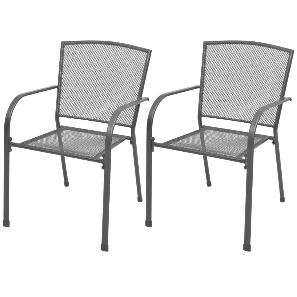 3074484 vidaXL 3 Piece Garden Dining Set Steel Anthracite (42722+42705)