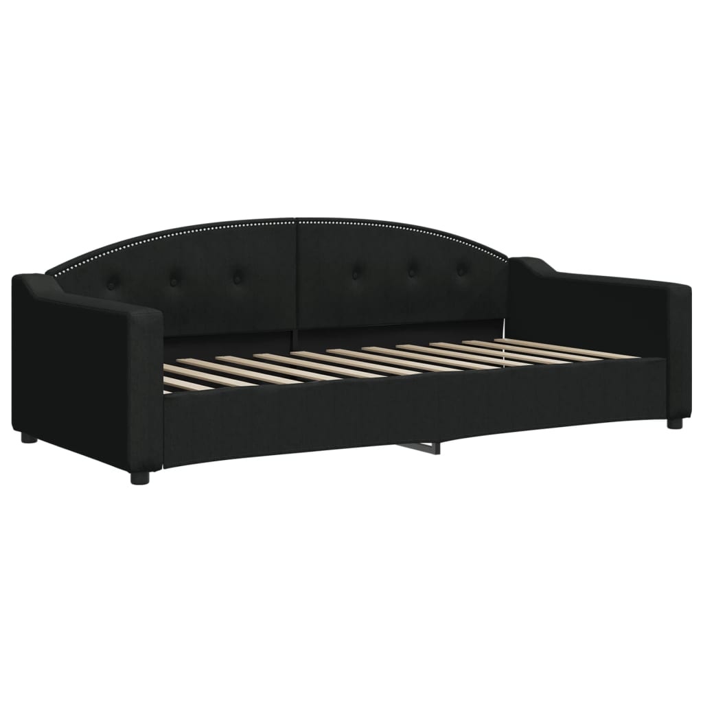 vidaXL dīvāngulta ar matraci, melns audums, 90x200 cm
