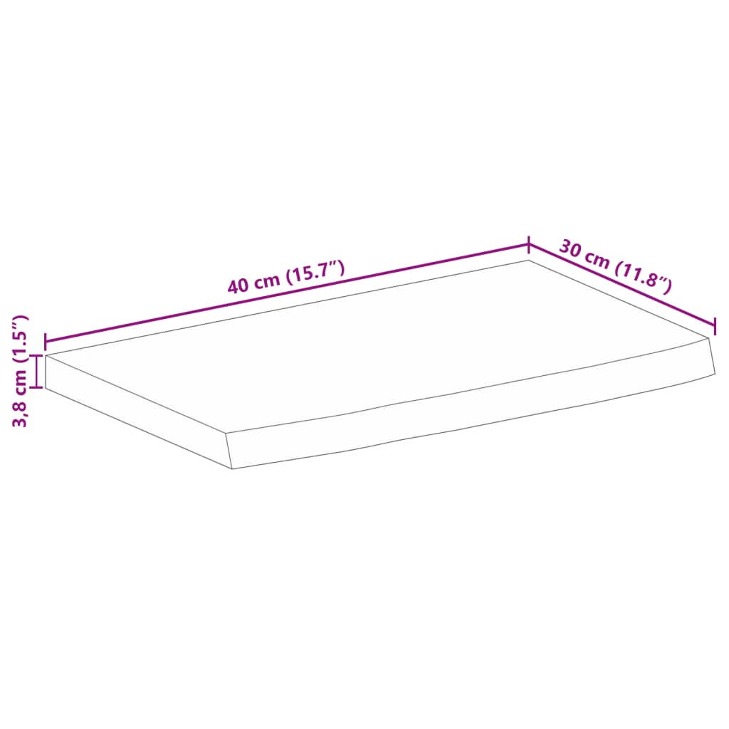 vidaXL galda virsma, 40x30x3,8 cm, mango masīvkoks