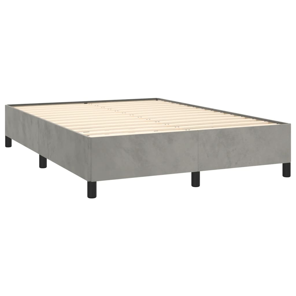 vidaXL atsperu gulta ar matraci, gaiši pelēka samts, 140x200 cm