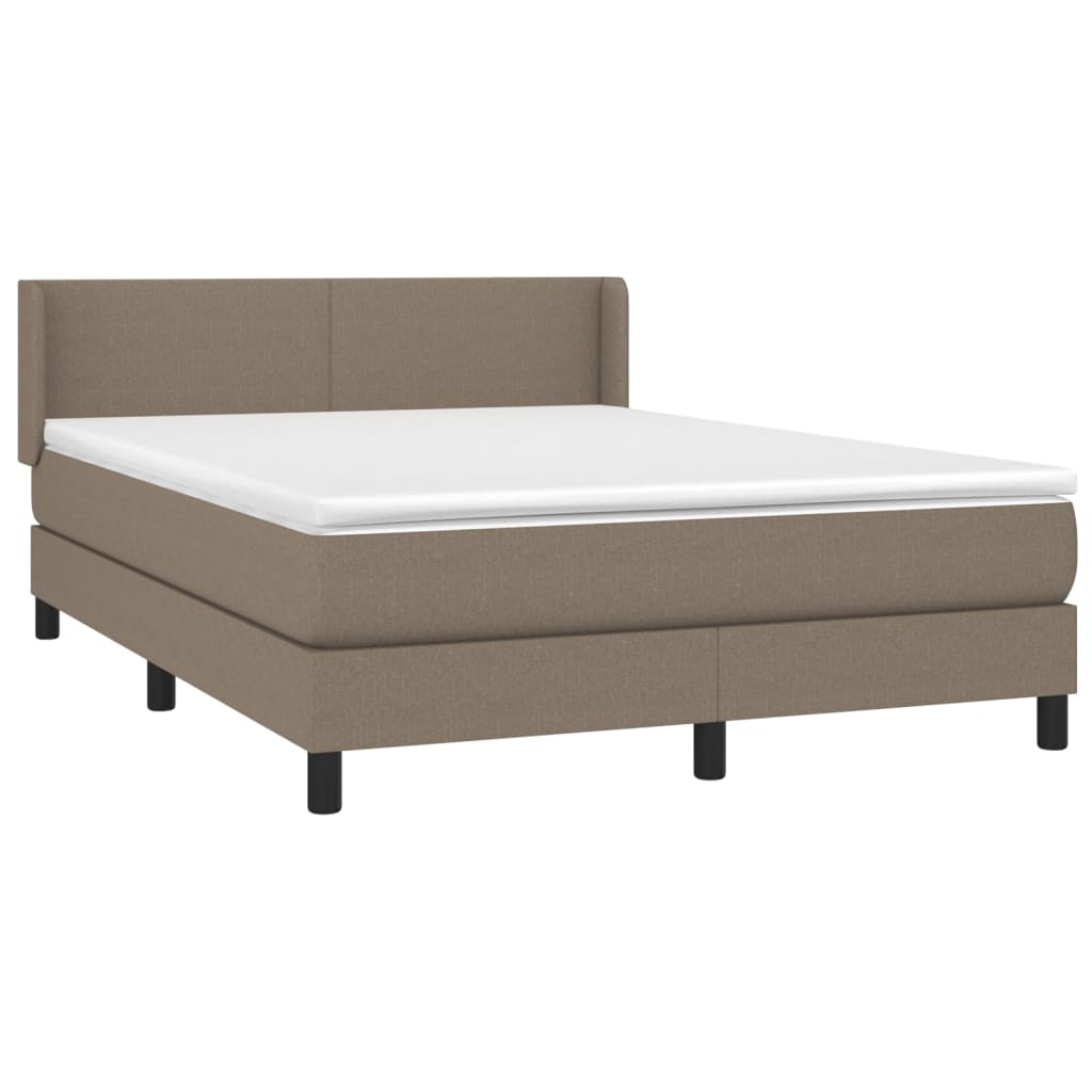 vidaXL atsperu gulta ar matraci, pelēkbrūns, 140x200 cm, audums