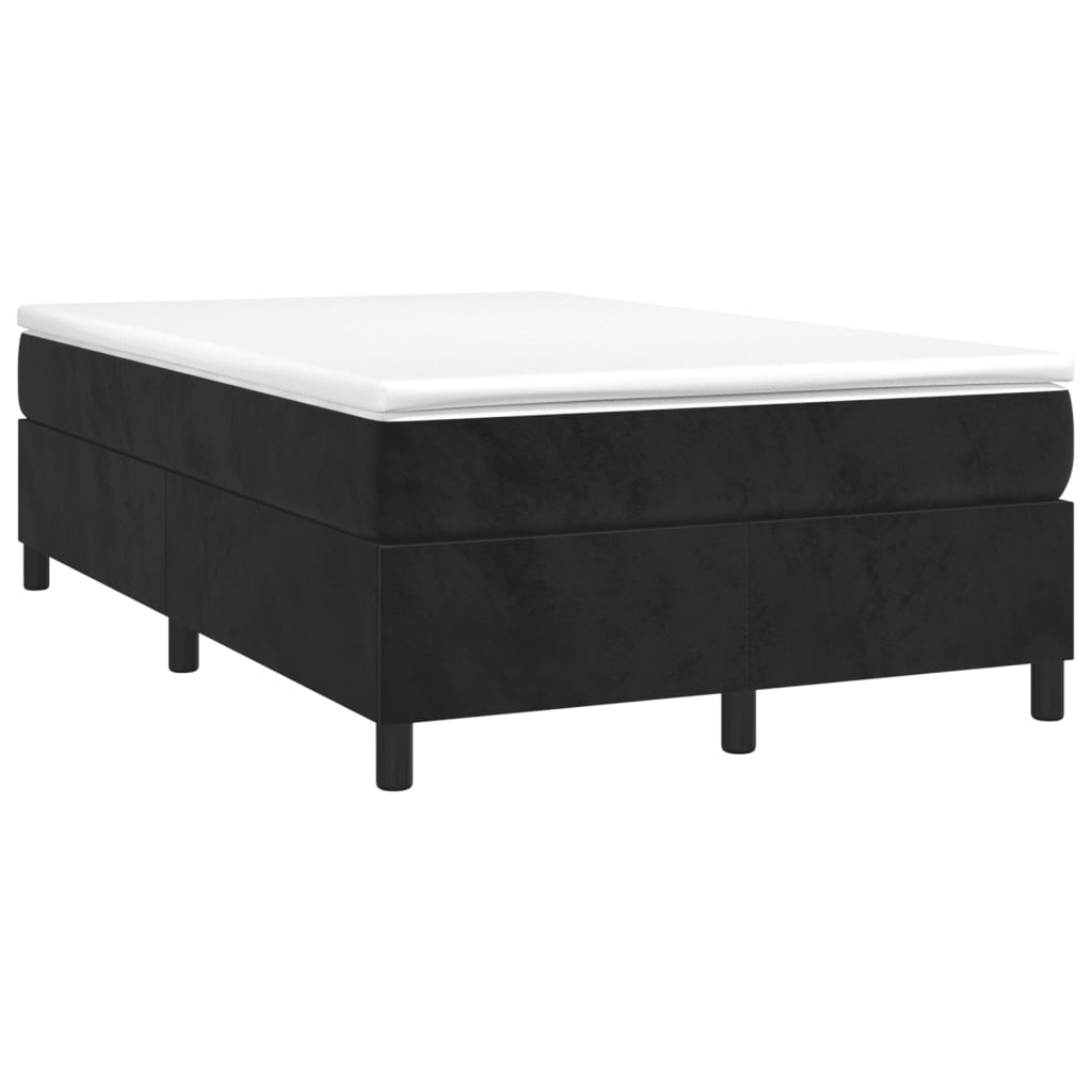 vidaXL atsperu gulta ar matraci, melns samts, 120x190 cm