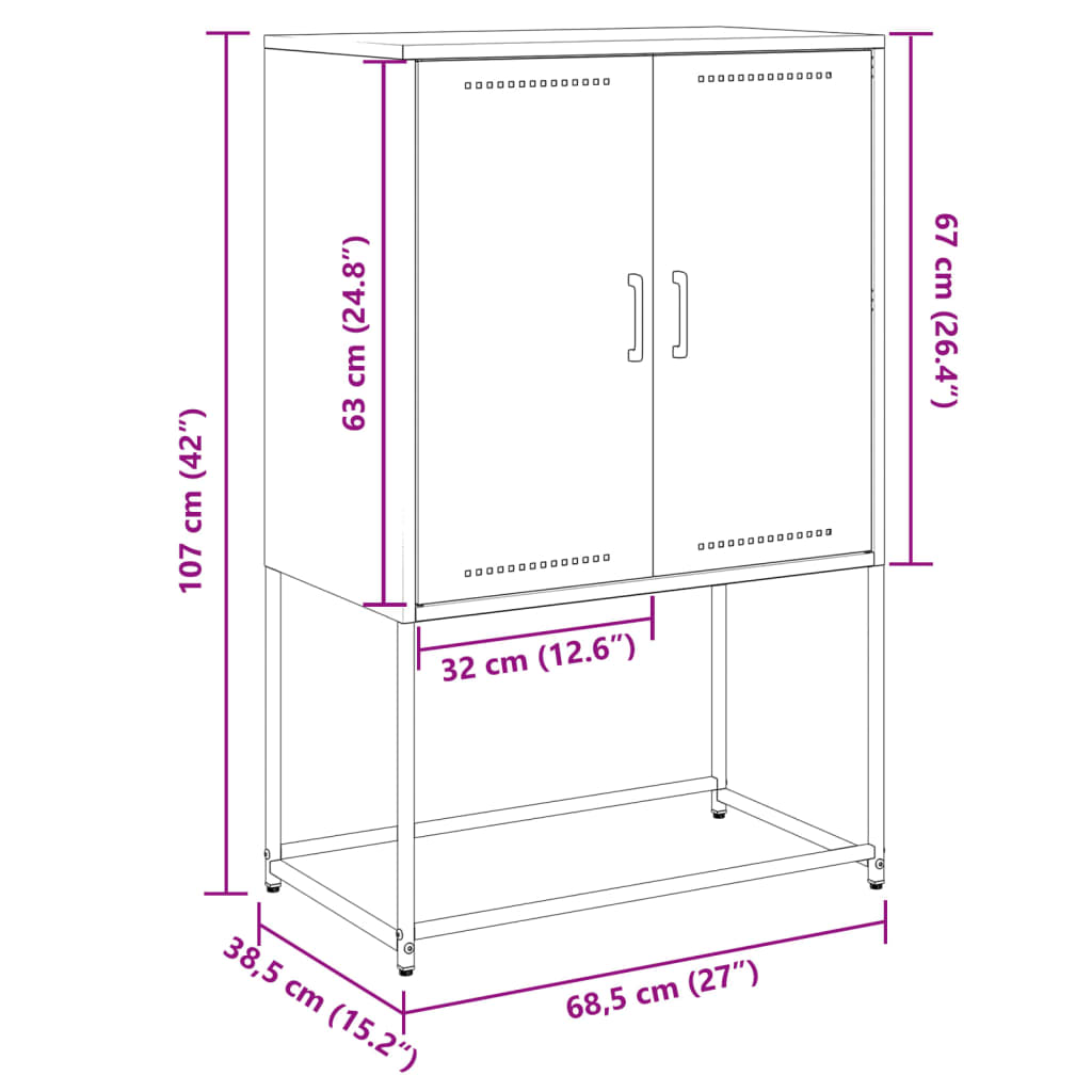 vidaXL TV skapītis, 68x39x60,5 cm, tērauds, olīvu zaļš