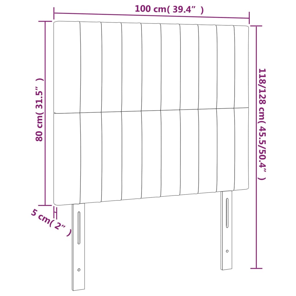 vidaXL gultas galvgalis ar LED, 100x5x118/128 cm, melns audums