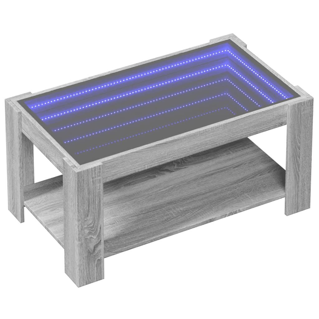 vidaXL kafijas galdiņš ar LED, 93x53x45 cm, inženierijas koks