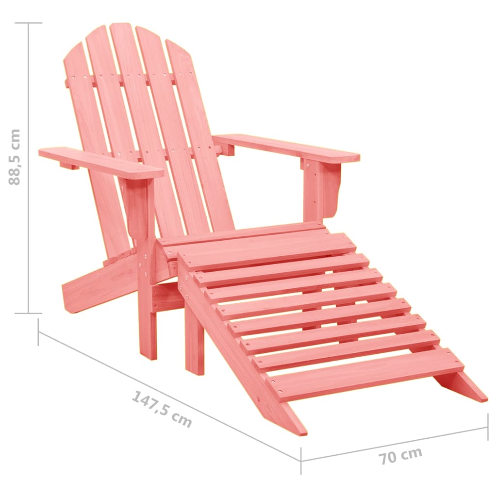 vidaXL dārza krēsls ar kāju balstu, egles masīvkoks, rozā