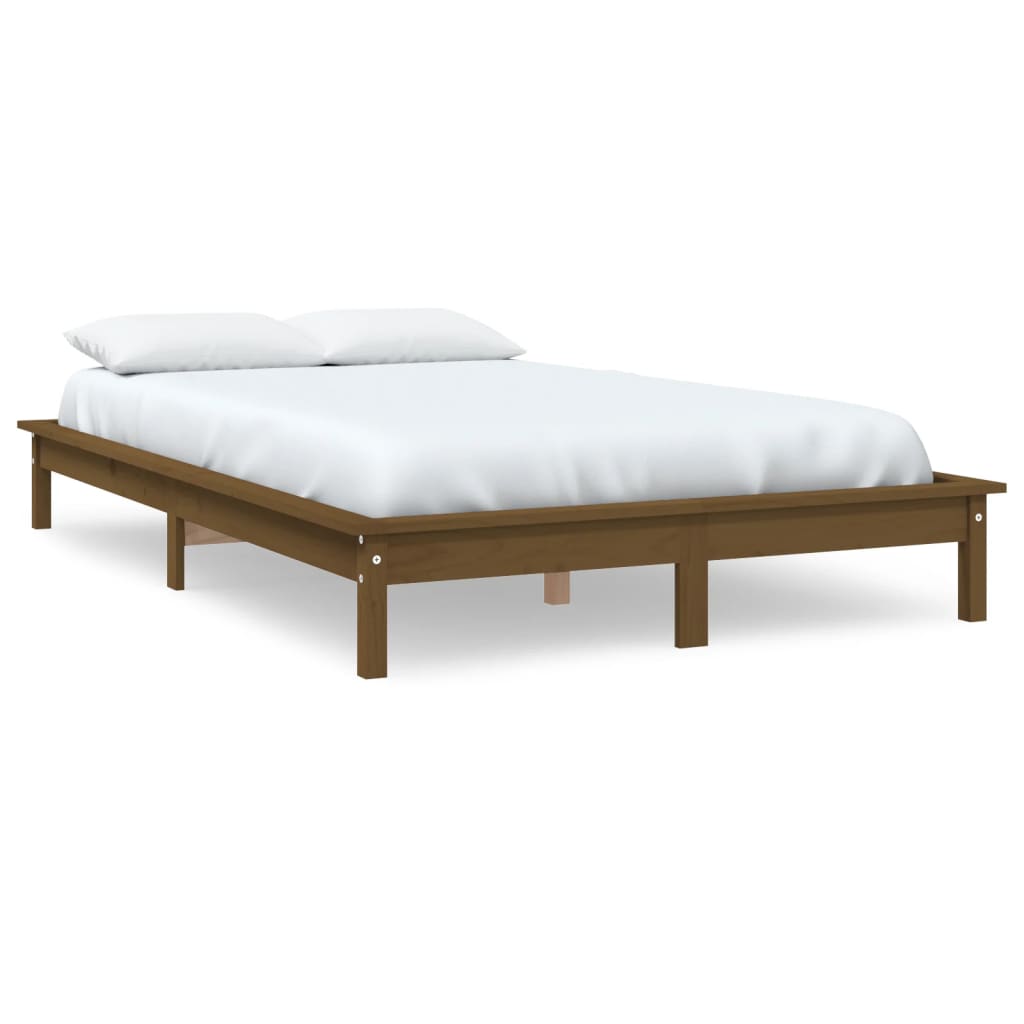 vidaXL gultas rāmis, medus brūns, 120x190 cm, masīvkoks, divvietīgs