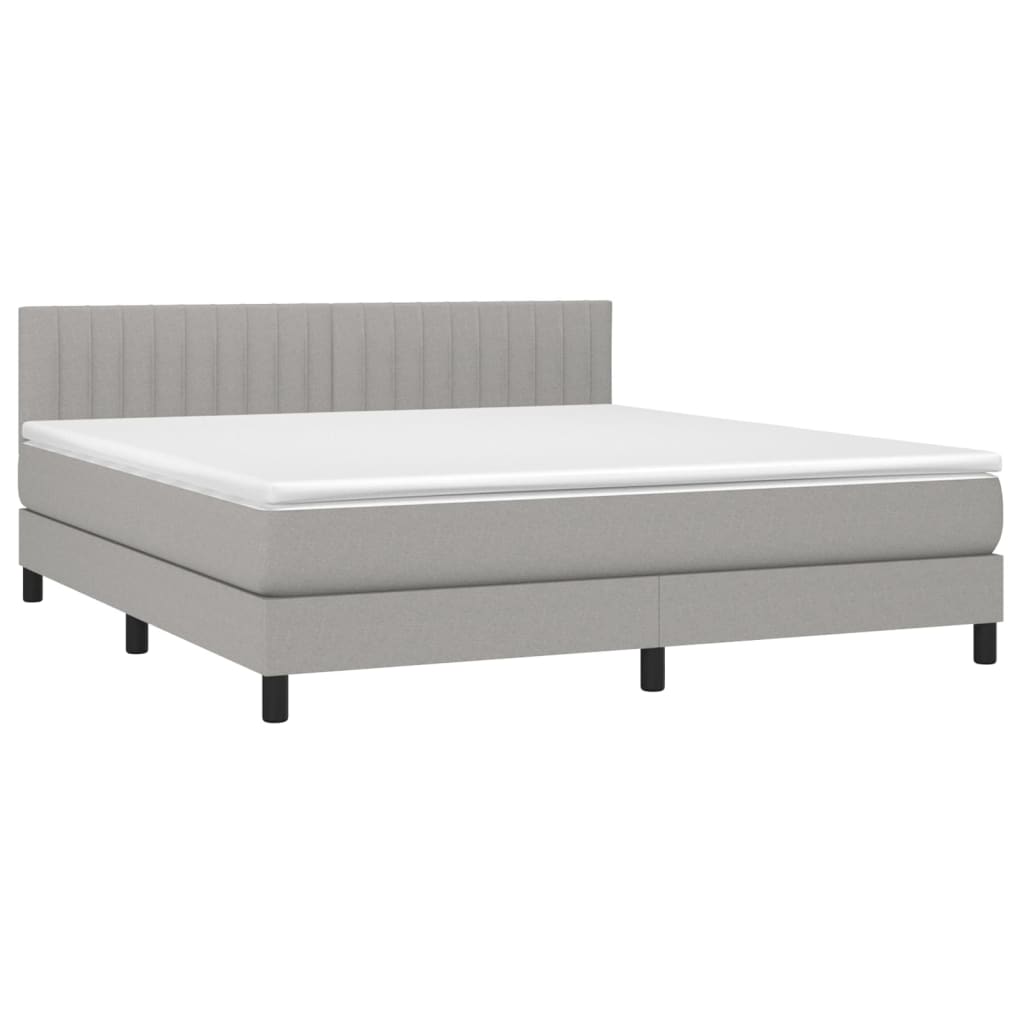 vidaXL atsperu gulta ar matraci, gaiši pelēka audums, 180x200 cm