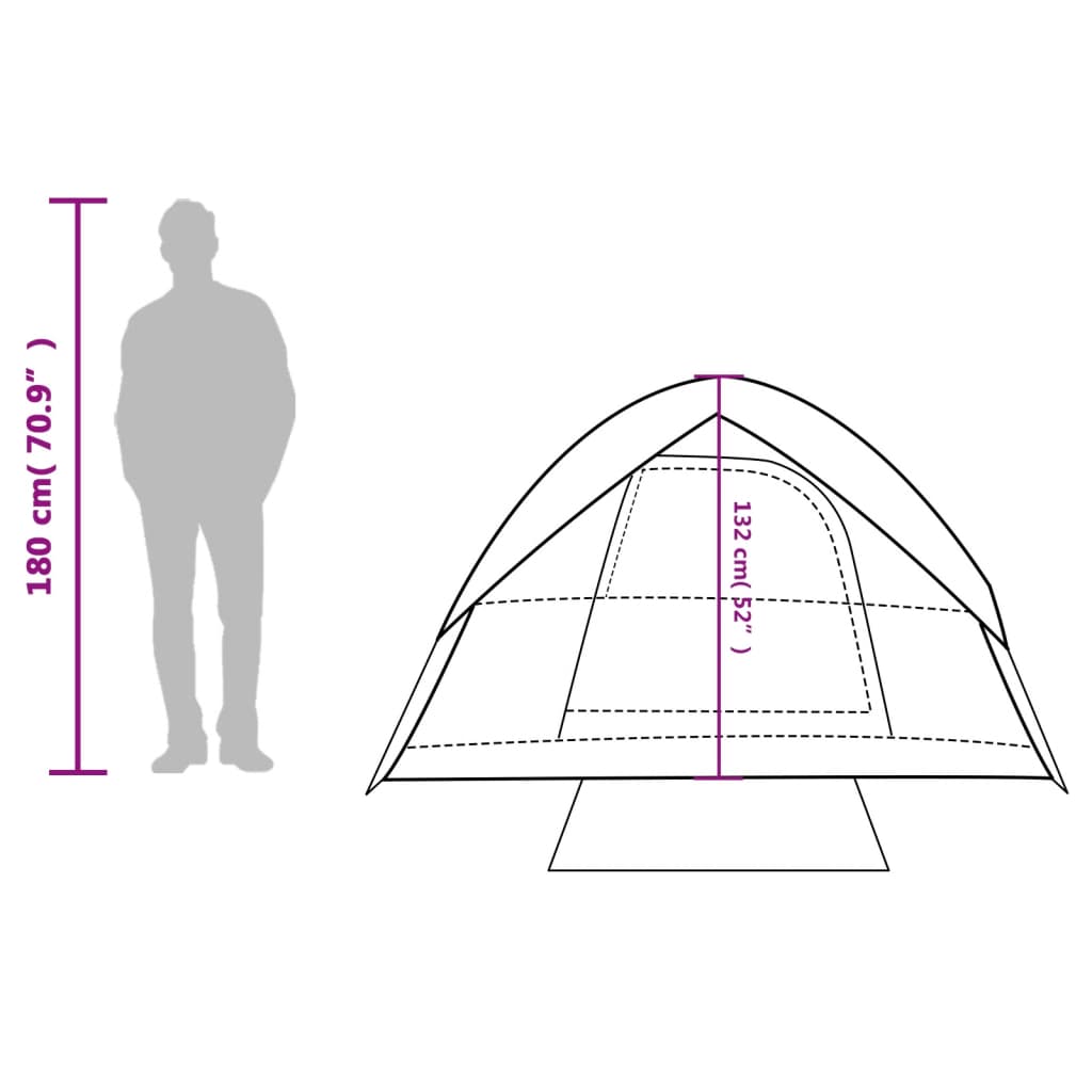 vidaXL kempinga telts 3 personām, zila, ūdensnecaurlaidīga