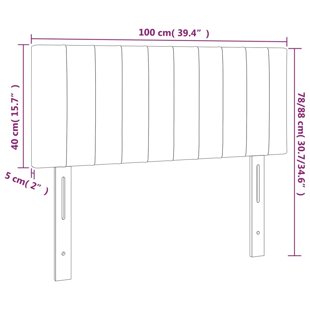 vidaXL gultas galvgalis ar LED, 100x5x78/88 cm, gaiši pelēks samts