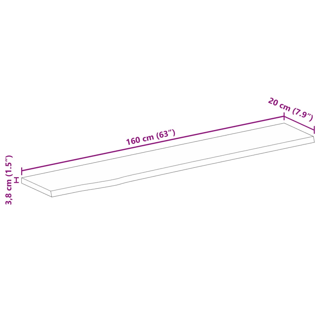vidaXL galda virsma, 160x20x3,8 cm, mango masīvkoks