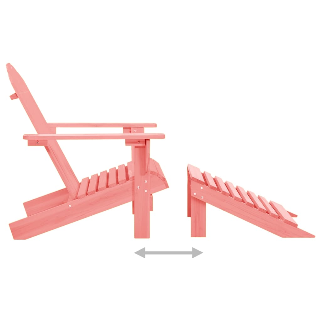 vidaXL dārza krēsls ar kāju balstu, egles masīvkoks, rozā