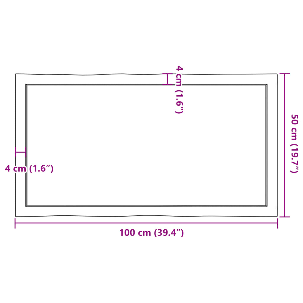 vidaXL galda virsma, tumši brūna, 100x50x(2-6) cm, ozola masīvkoks