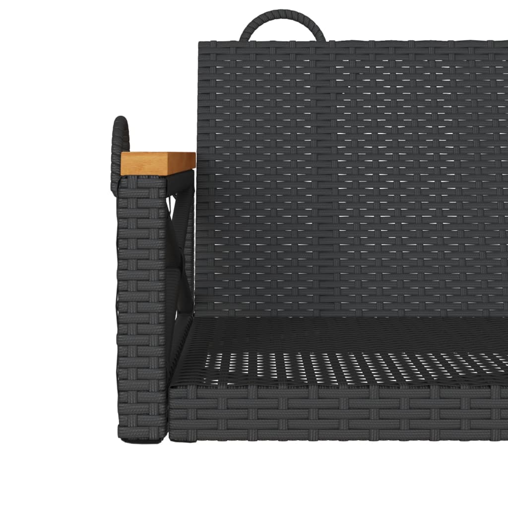 vidaXL šūpoļkrēsls, melns, 109x62x40 cm, PE rotangpalma