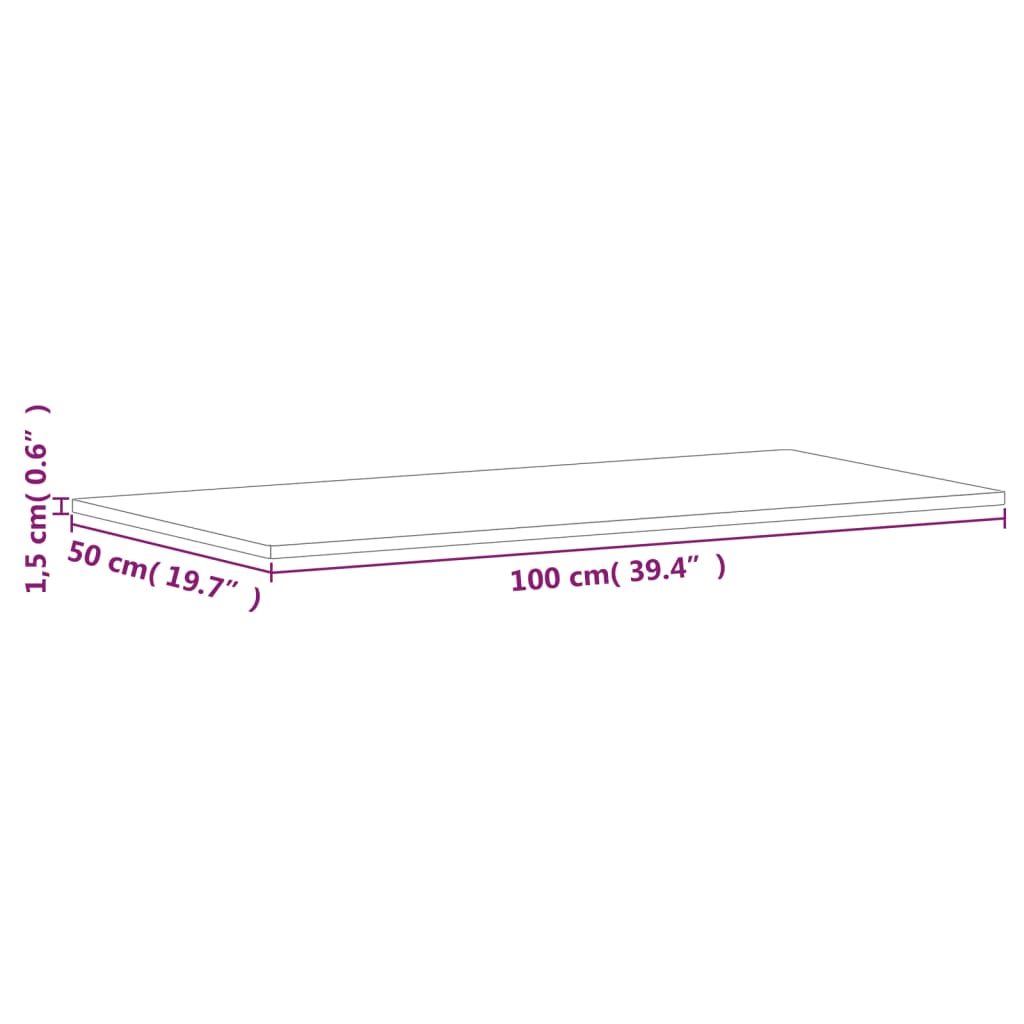 vidaXL galda virsma, 100x50x1,5 cm, taisnstūra, dižskābarža masīvkoks