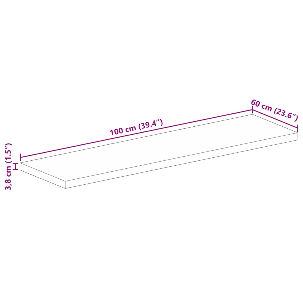 vidaXL galda virsma, 100x60x3,8 cm, taisnstūra, akācijas masīvkoks