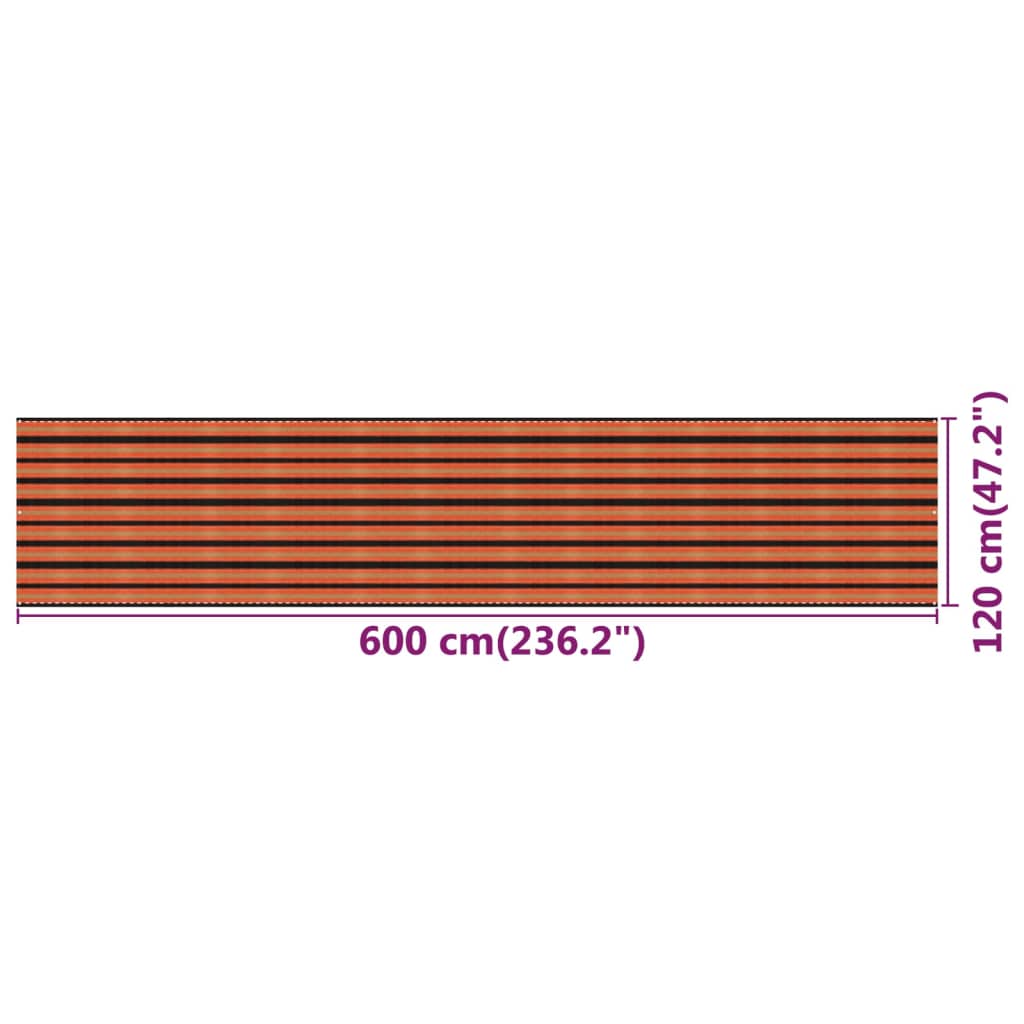 vidaXL balkona aizslietnis, 120x600 cm, daudzkrāsains HDPE