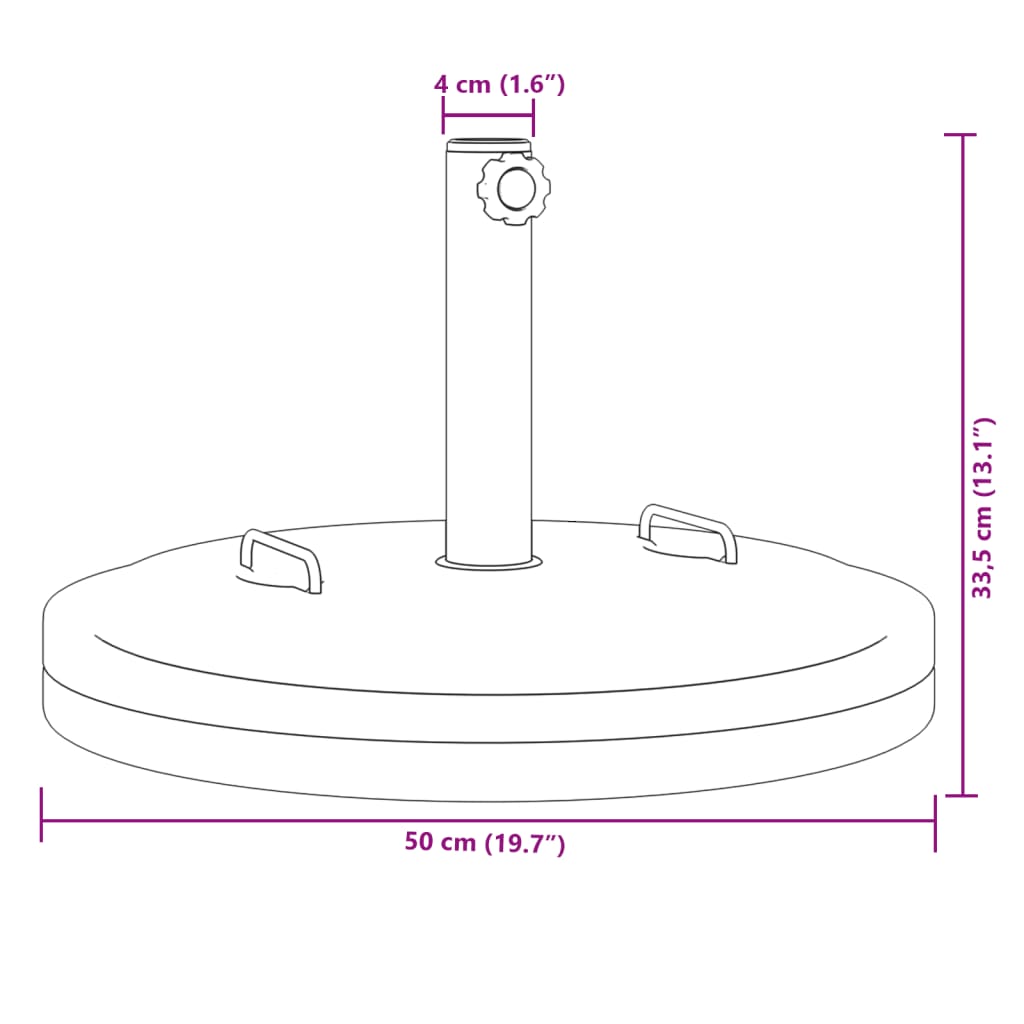 vidaXL saulessarga pamatne ar rokturiem, Ø38 / 48 mm kātiem, 25 kg