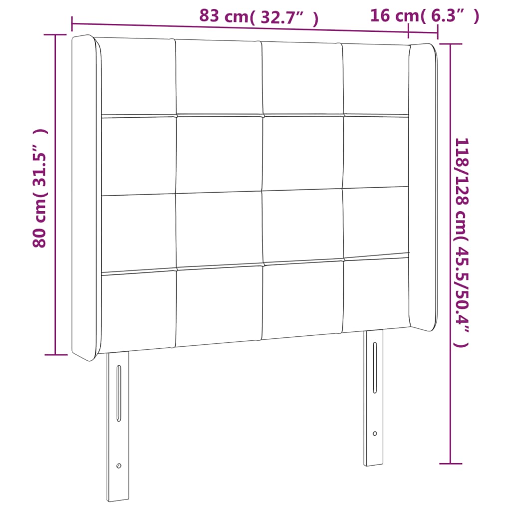 vidaXL galvgalis ar malām, tumši zaļš samts, 83x16x118/128 cm