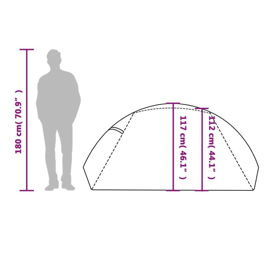 vidaXL kempinga telts, 2 personām, pelēka, oranža, ūdensizturīga