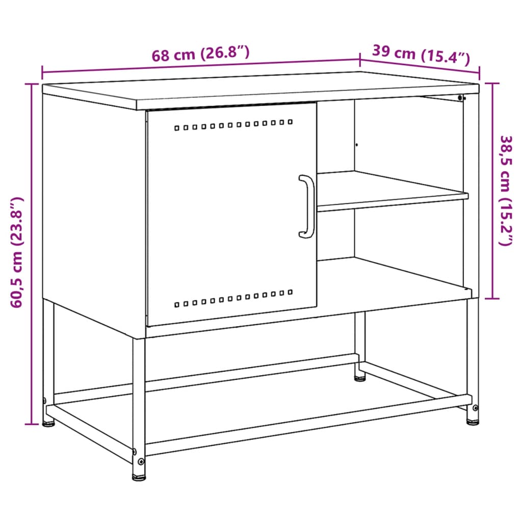 vidaXL TV skapītis, 100,5x39x60,5 cm, tērauds, olīvu zaļš