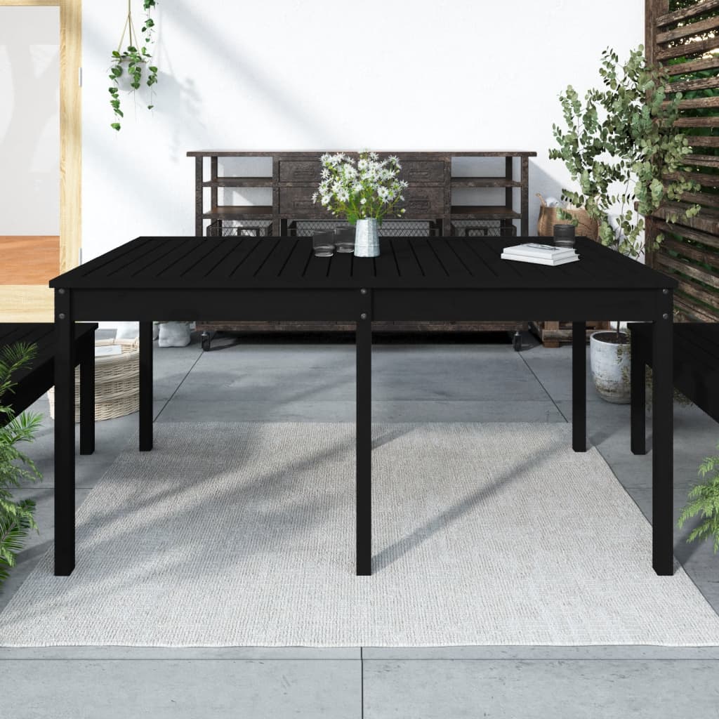 vidaXL dārza galds, 159,5x82,5x76 cm, priedes masīvkoks, melns