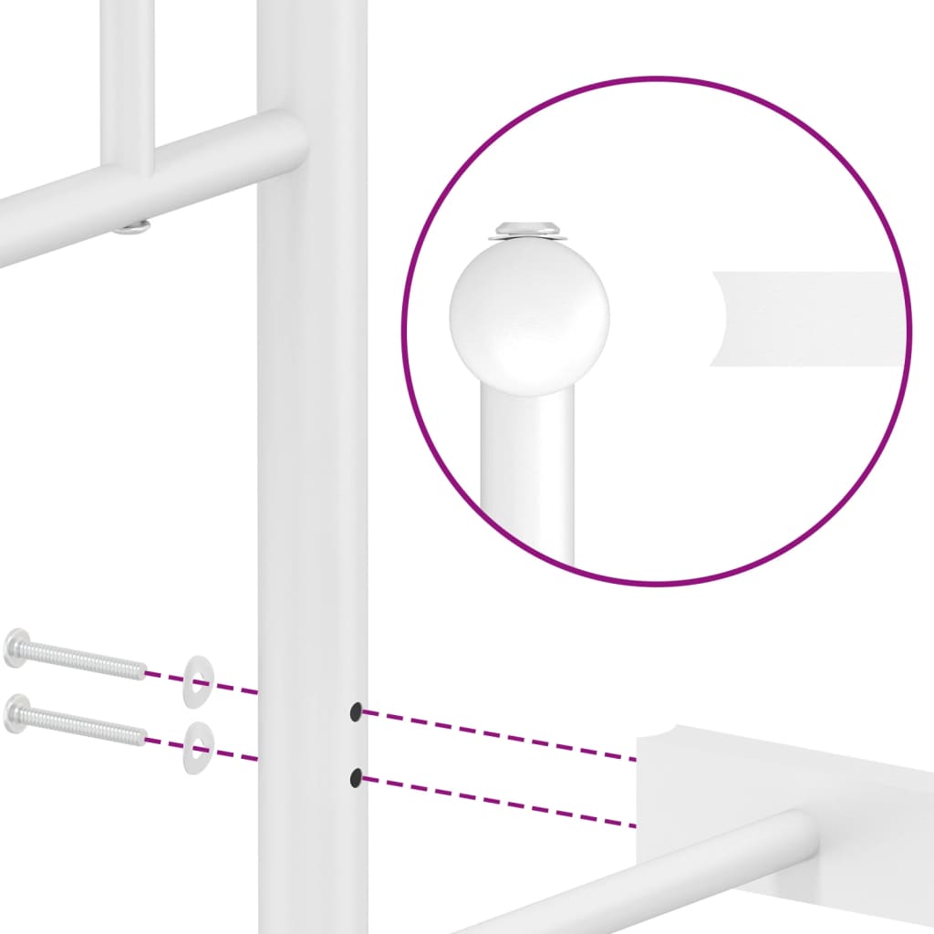 vidaXL gultas rāmis ar galvgali un kājgali, balts metāls, 183x213 cm