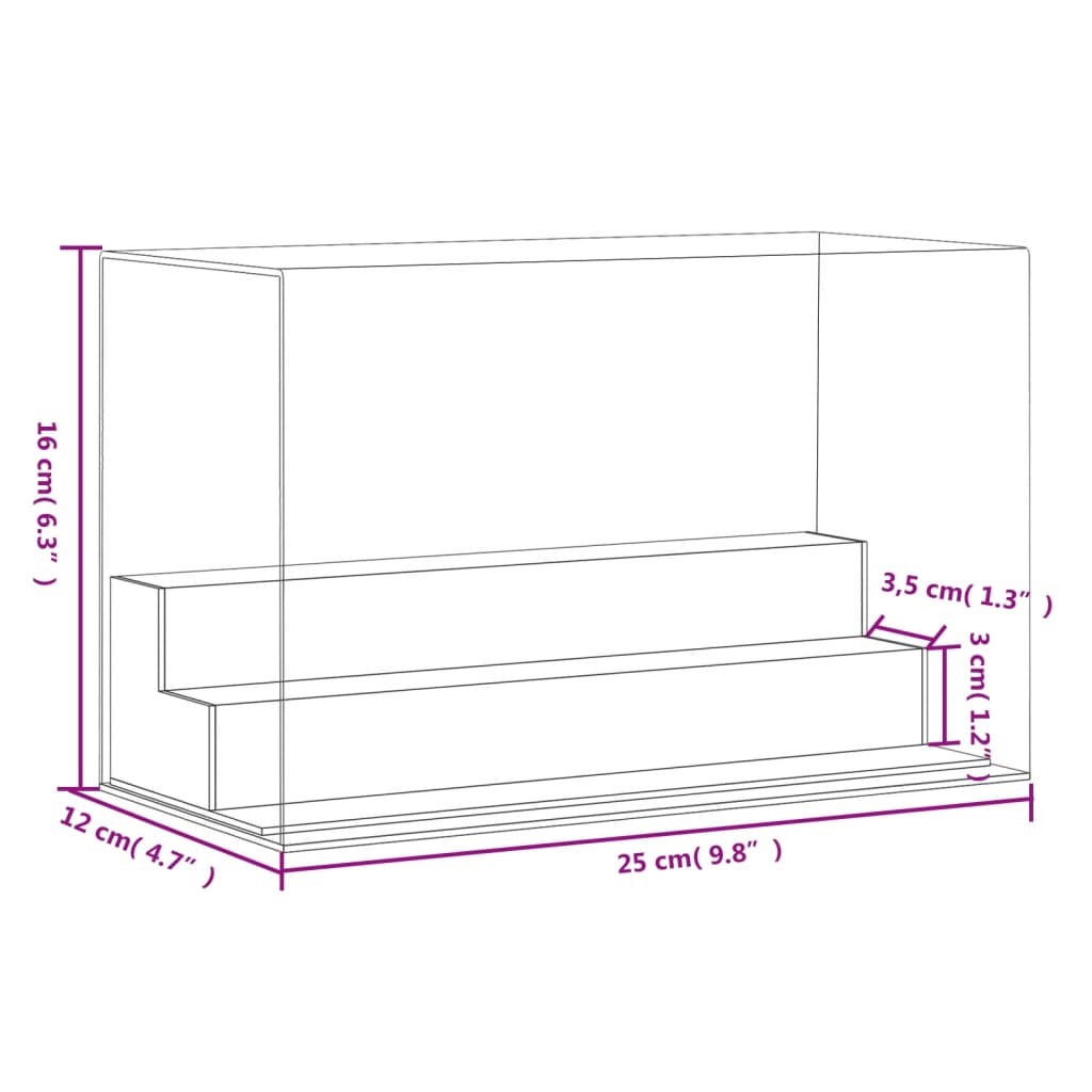 vidaXL vitrīnas kaste, caurspīdīga, 25x12x16 cm, akrils