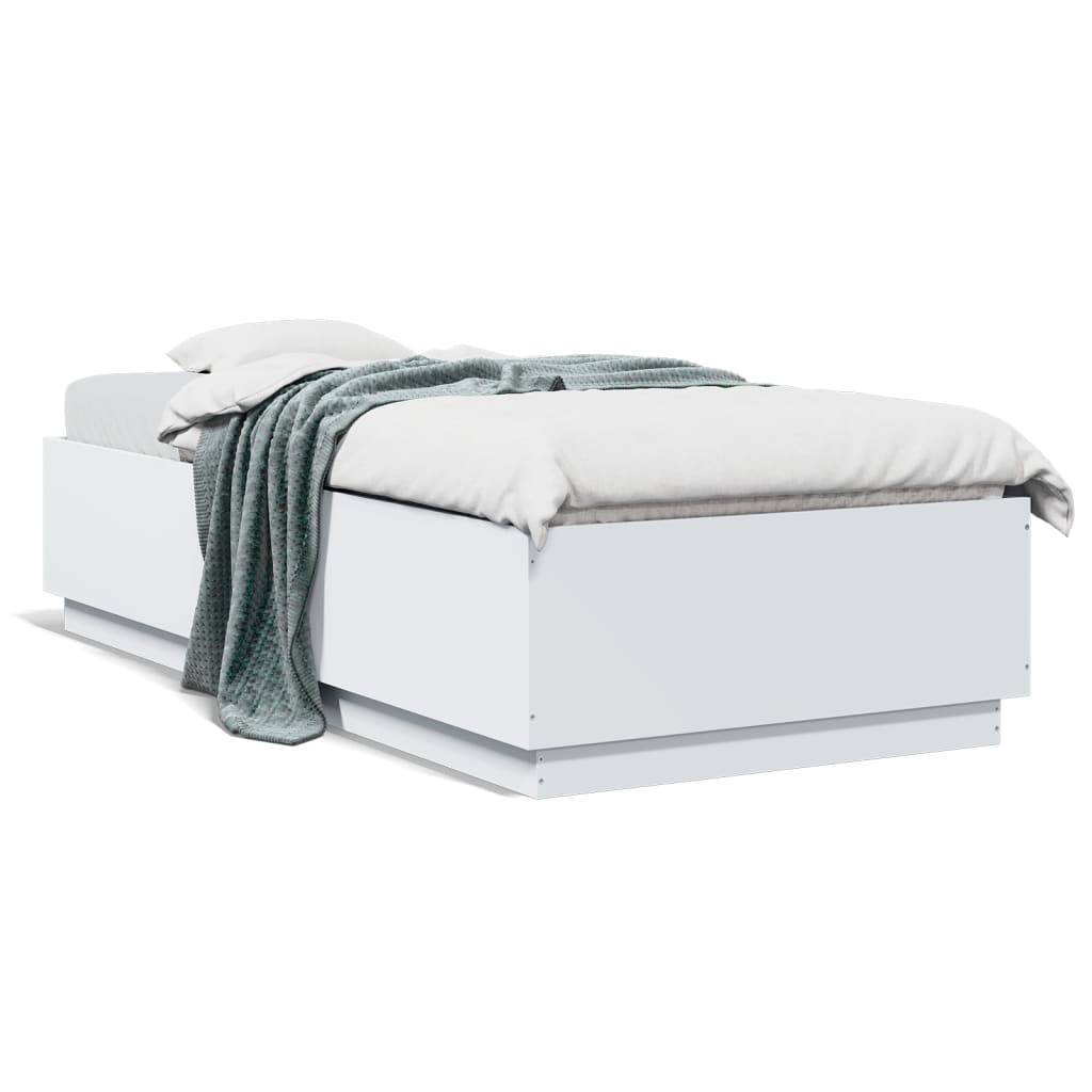 vidaXL gultas rāmis, balts, 100x200 cm, inženierijas koks